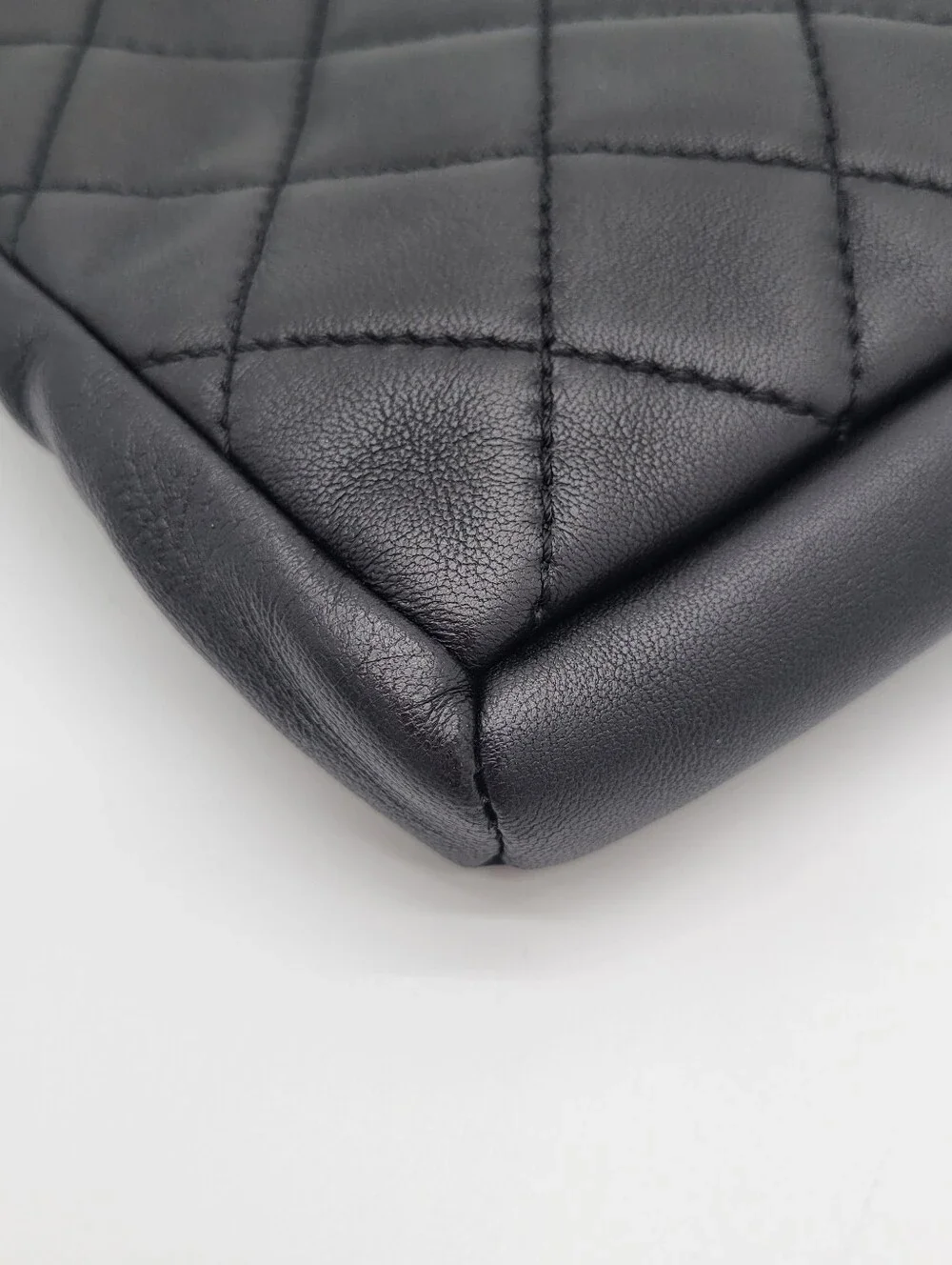 Authentic Chanel Quilted Leather Black Clutch
